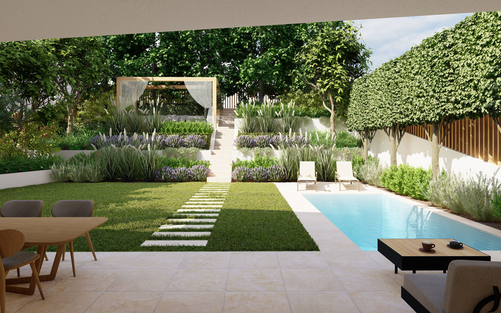 Jardin Hermes Gartengestaltung mit Pool